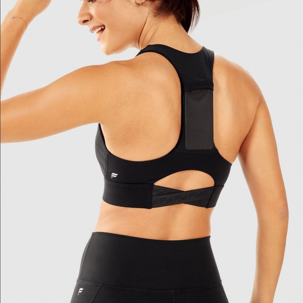Fabletics Black Mila Midi Sports Bra Brand New